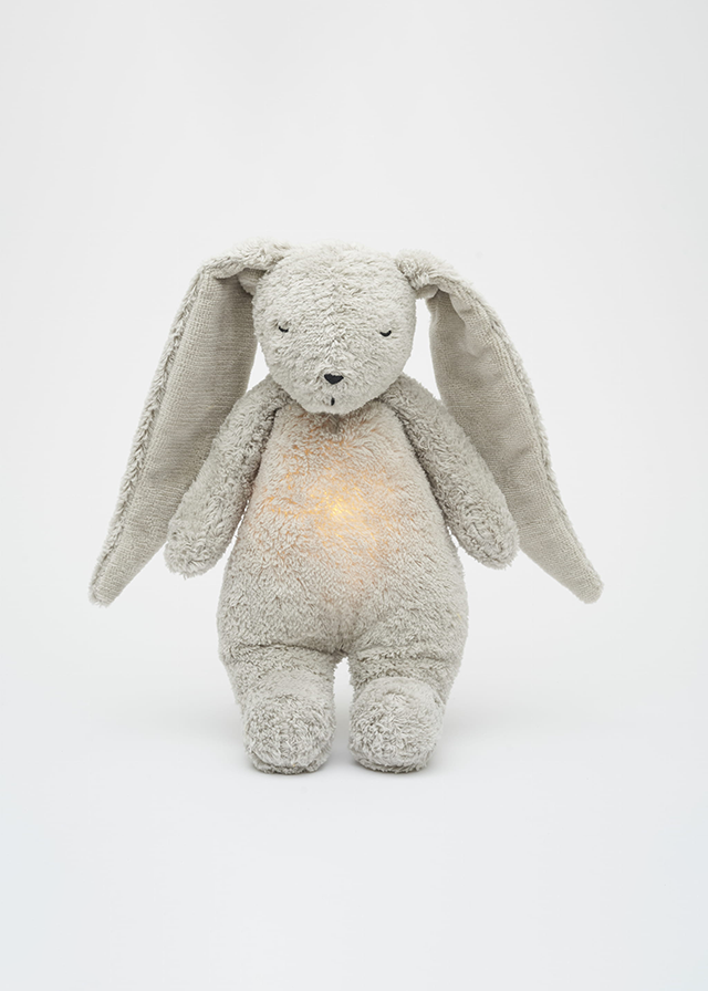 Baby Bunny Musical Toy with Built-in Night Light Gray Moonie