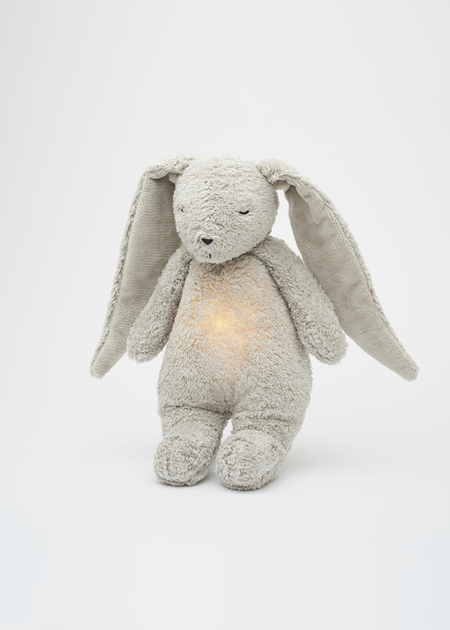 Baby Bunny Musical Toy with Built-in Night Light Gray Moonie