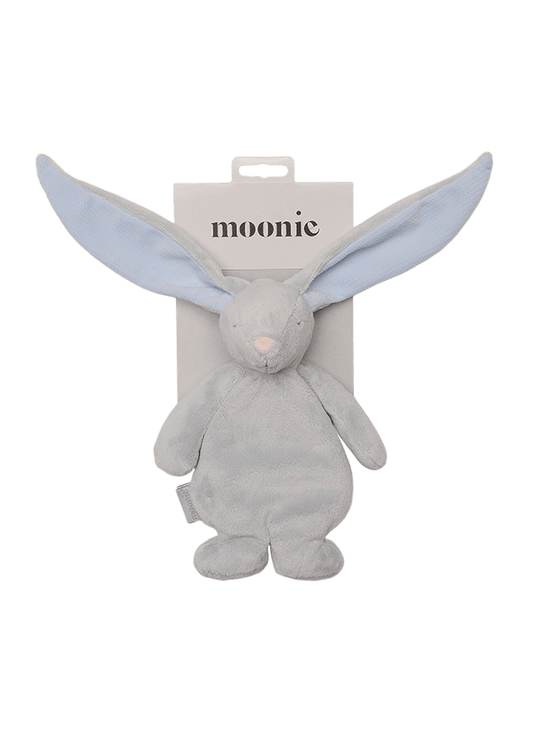 Jucarie Senzoriala Iepuras Gri cu Urechi Bleu Sensory Bunny Sky Moonie