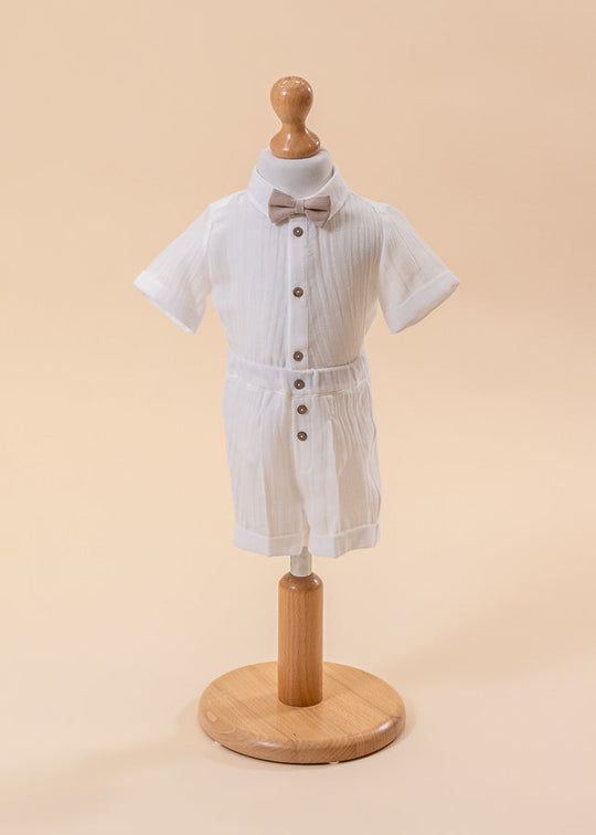 Costum Radu Muselina Camasa Si Pantalon Crem AnneBebe
