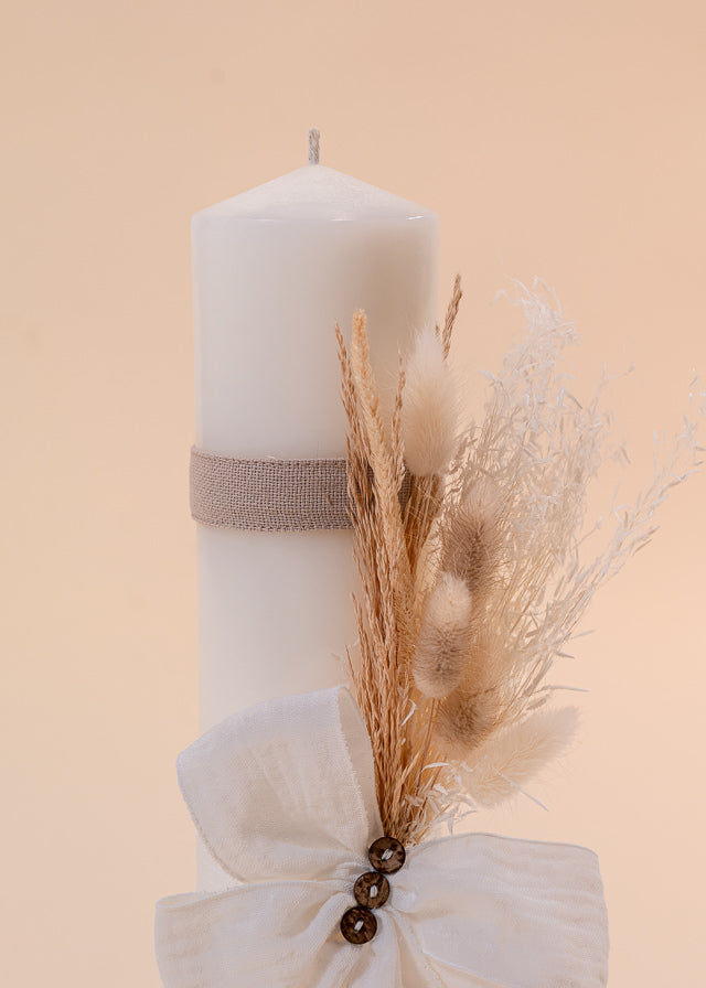 Candle Radu Cream Muslin Bow Three Buttons