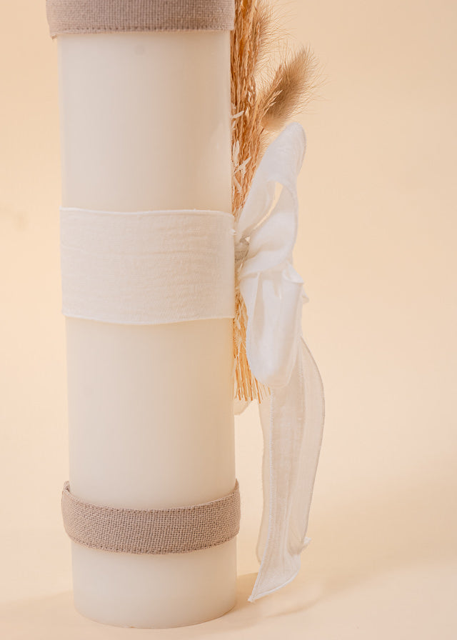 Candle Radu Cream Muslin Bow Three Buttons