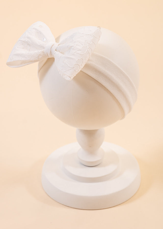 AnneBebe Elegant Cream Sequin Embroidery Headband