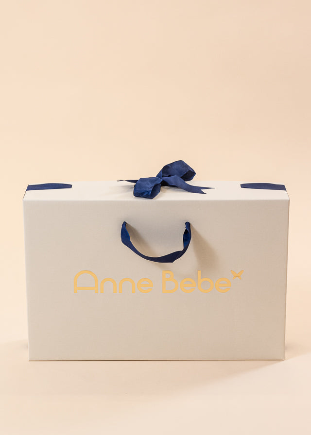 Large Rectangular Luxury Gift Box Cream Navy Blue Bow 55X36X115 AnneBebe