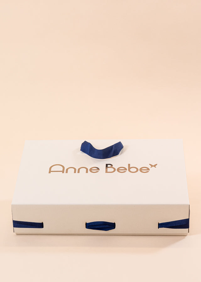 Large Rectangular Luxury Gift Box Cream Navy Blue Bow 55X36X115 AnneBebe