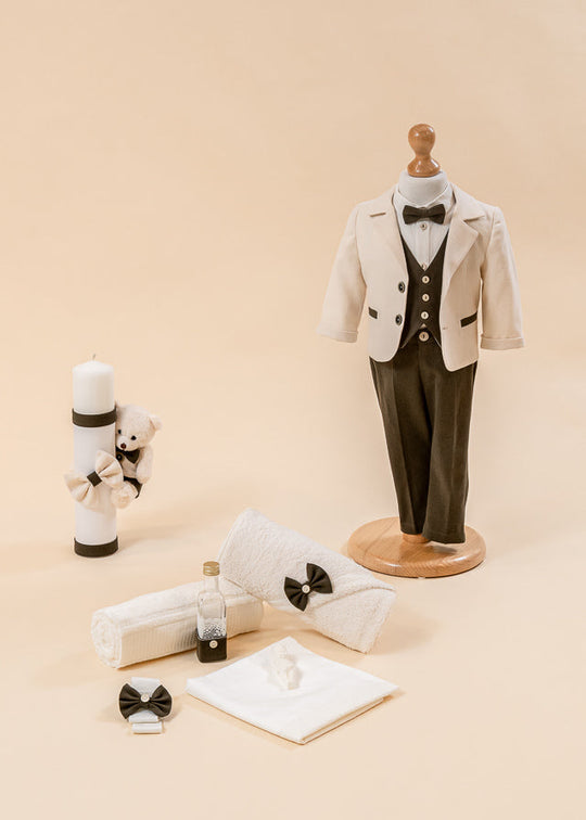 Aris 3-Piece Baptism Set, Costume, Trouser, Baptism Candle AnneBebe