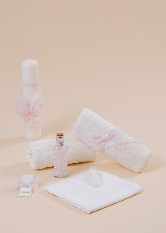 Set Botez Violeta 2 Piese, Lumanare si Trusou Personalizat AnneBebe