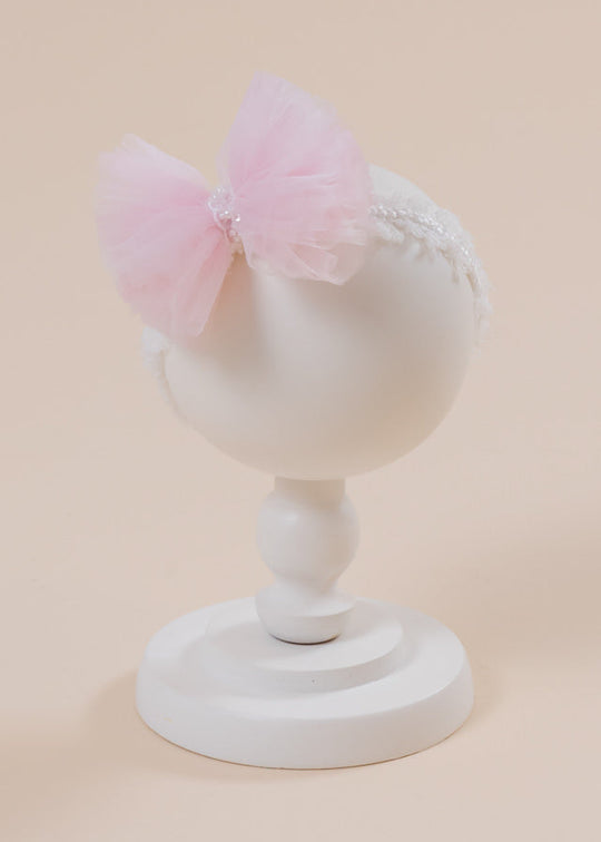 Elegant Purple Headband Pink Tulle Bow With Annebebe Lace