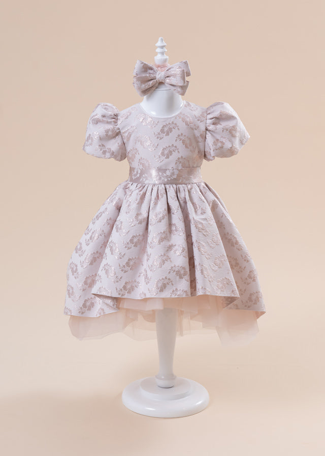 Elegant Barbara Dress With Brocade Train Powder Pink AnneBebe 