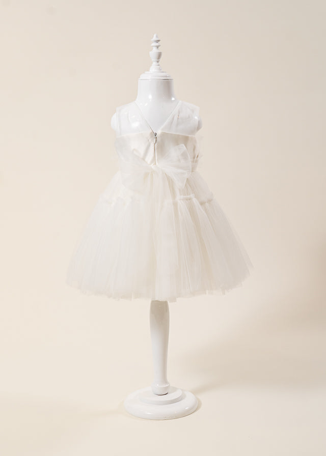 Rochie Ceremonie din Tulle Ivory cu Volan pe Bust L7003 Lugu