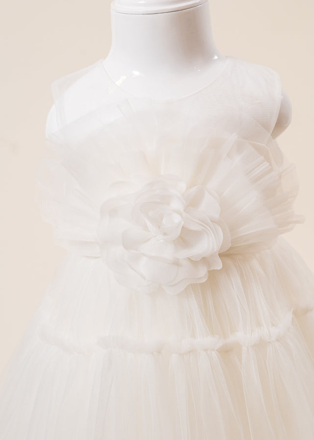 Rochie Ceremonie din Tulle Ivory cu Volan pe Bust L7003 Lugu