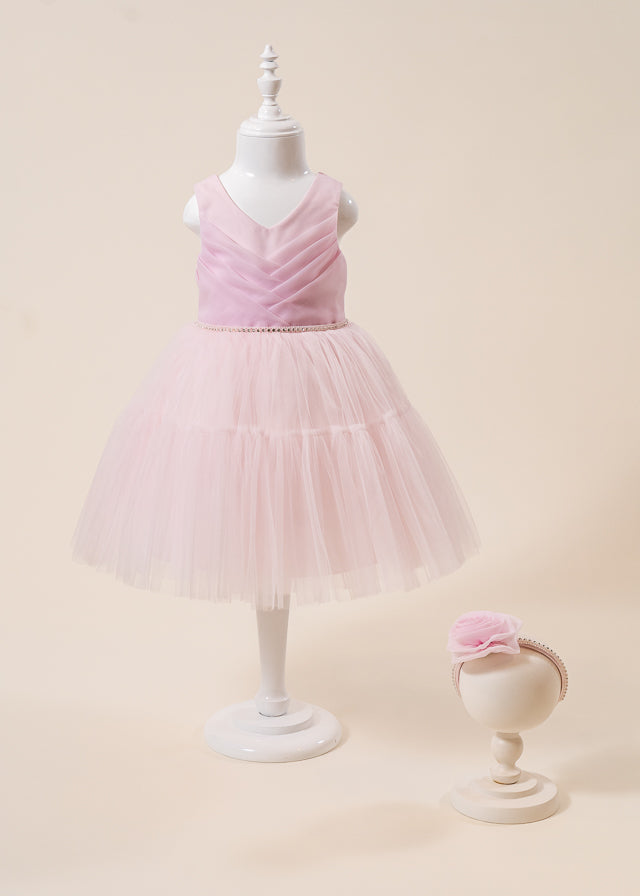 Pink Ceremony Dress with Pleated Bust and Tulle Skirt 3178 Mon Princess