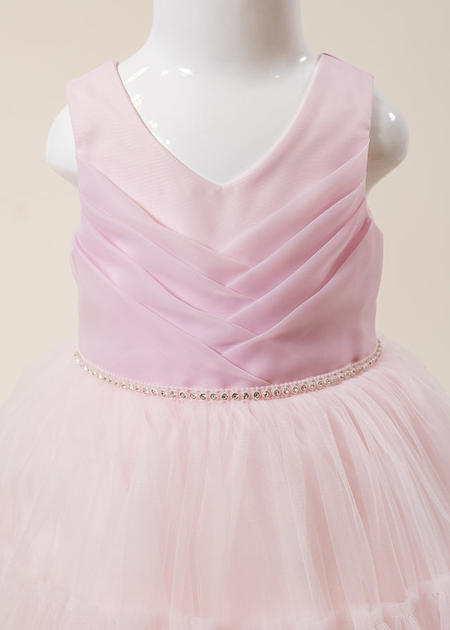 Pink Ceremony Dress with Pleated Bust and Tulle Skirt 3178 Mon Princess