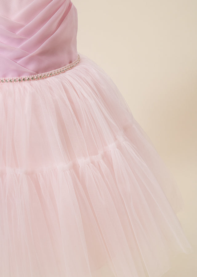 Pink Ceremony Dress with Pleated Bust and Tulle Skirt 3178 Mon Princess