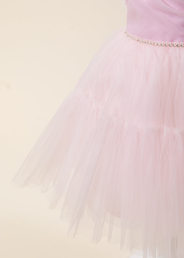 Pink Ceremony Dress with Pleated Bust and Tulle Skirt 3178 Mon Princess