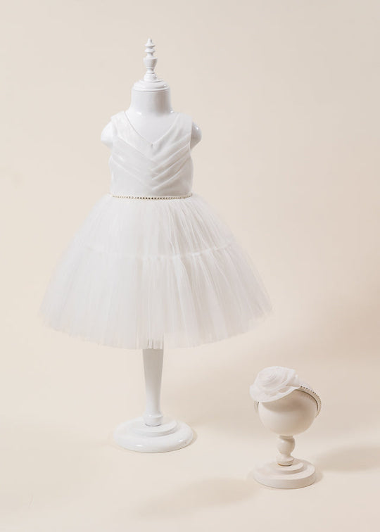 Cream Ceremony Dress with Pleated Bust and Tulle Skirt 3178 Mon Princess