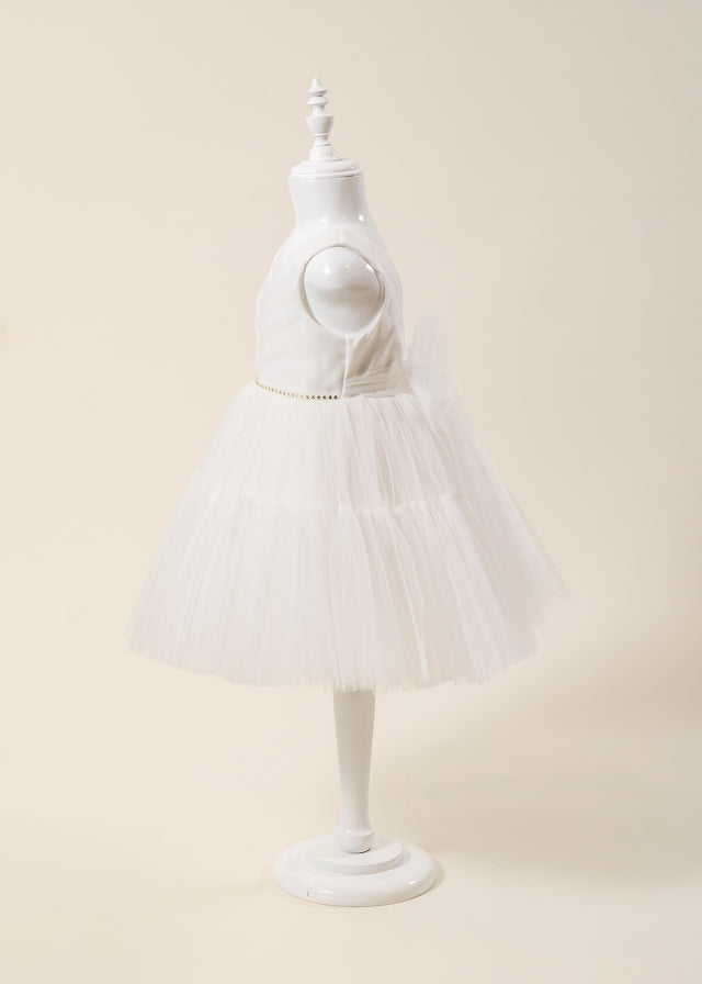 Rochie Ceremonie Crem Bust Pliseuri si Fusta Tulle 3178 Mon Princess