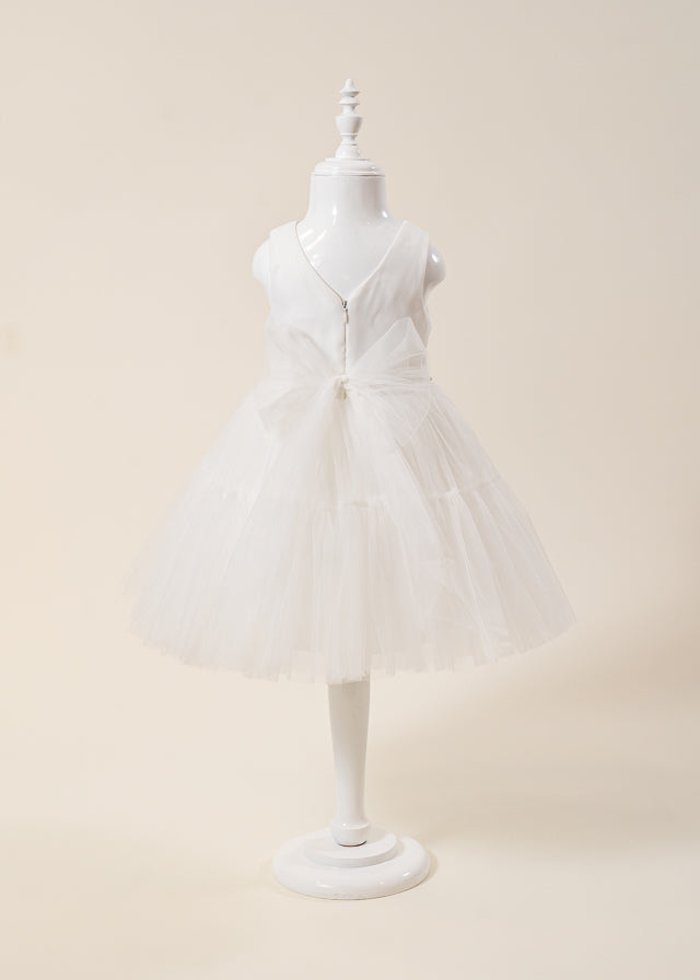 Rochie Ceremonie Crem Bust Pliseuri si Fusta Tulle 3178 Mon Princess