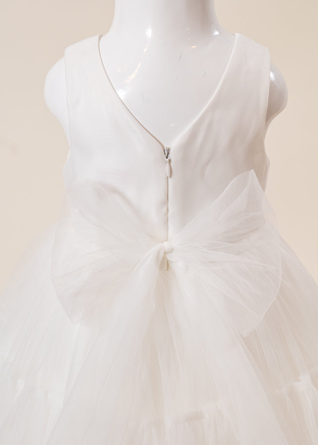 Rochie Ceremonie Crem Bust Pliseuri si Fusta Tulle 3178 Mon Princess