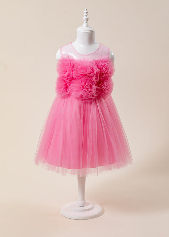 Pink Ceremony Dress with Tulle Tassels on the Bust L7005 Lugu