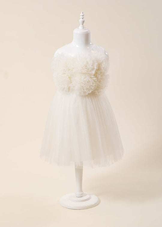 Ivory Ceremony Dress with Tulle Tassels on the Bust L7005 Lugu