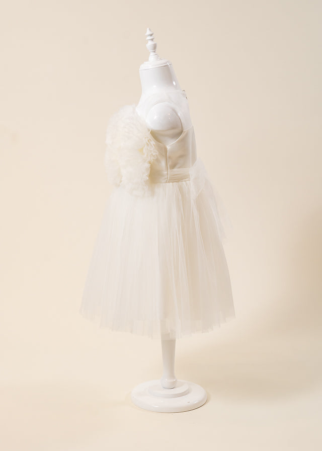 Rochie Ceremonie Ivory cu Pompoane din Tulle pe Bust L7005 Lugu