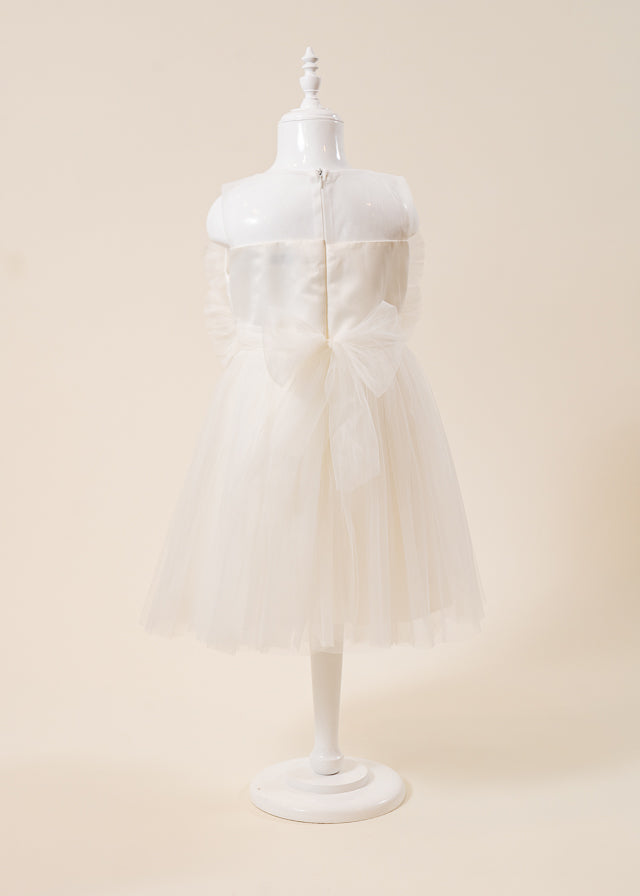 Rochie Ceremonie Ivory cu Pompoane din Tulle pe Bust L7005 Lugu