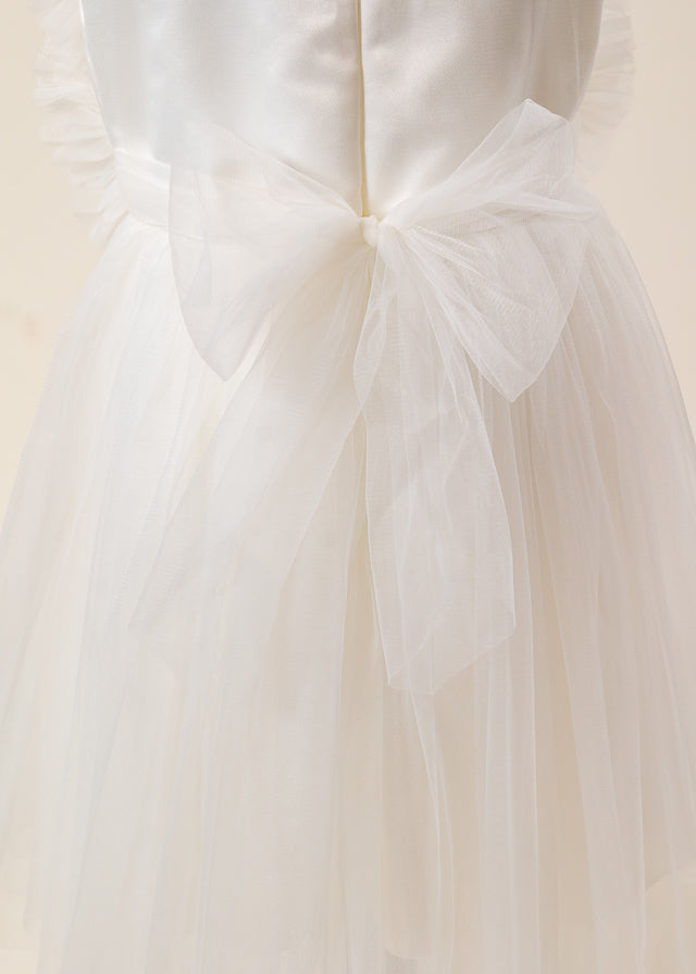 Rochie Ceremonie Ivory cu Pompoane din Tulle pe Bust L7005 Lugu