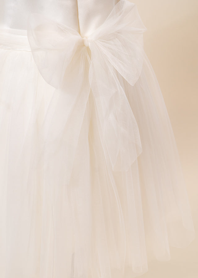 Rochie Ceremonie Ivory cu Pompoane din Tulle pe Bust L7005 Lugu