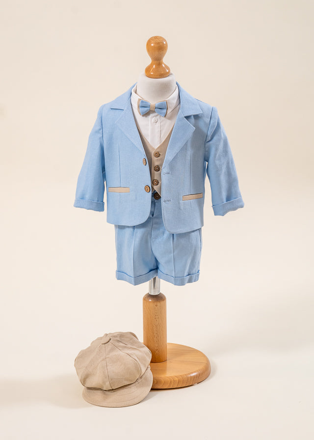 Costum Mirel din IN Bleu Si Bej Pantalon Lung Si Scurt AnneBebe