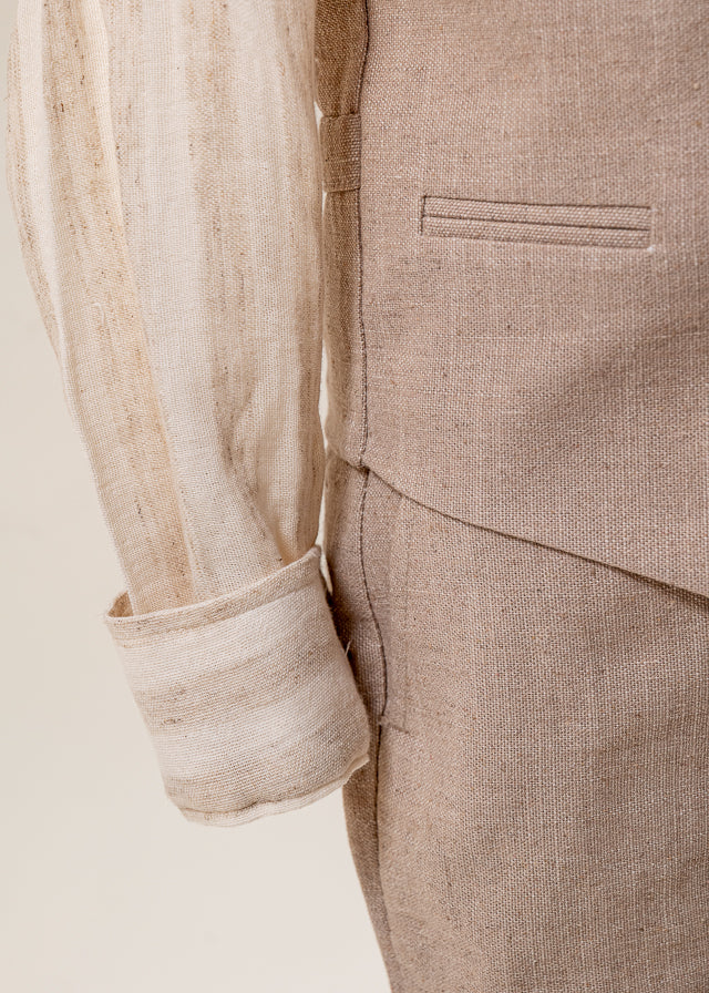 Costum Ceremonie 3 Piese Vesta si Pantaloni Bej si Camasa Ivory 20264 Little Gentleman