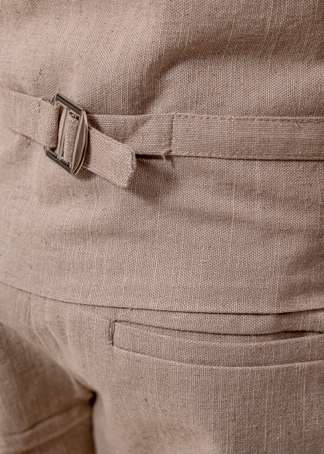 Costum Ceremonie 3 Piese Vesta si Pantaloni Bej si Camasa Ivory 20264 Little Gentleman