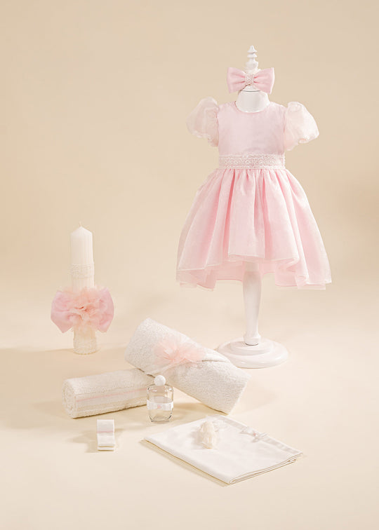 Set Botez Smaranda 3 Piese, Rochie, Trusou si Lumanare Personalizat Botez AnneBebe