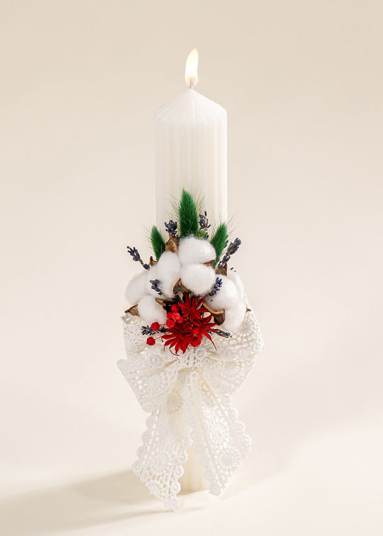 Lumanare Marilena Crem Floare Rosie Si Flori De Bumbac AnneBebe