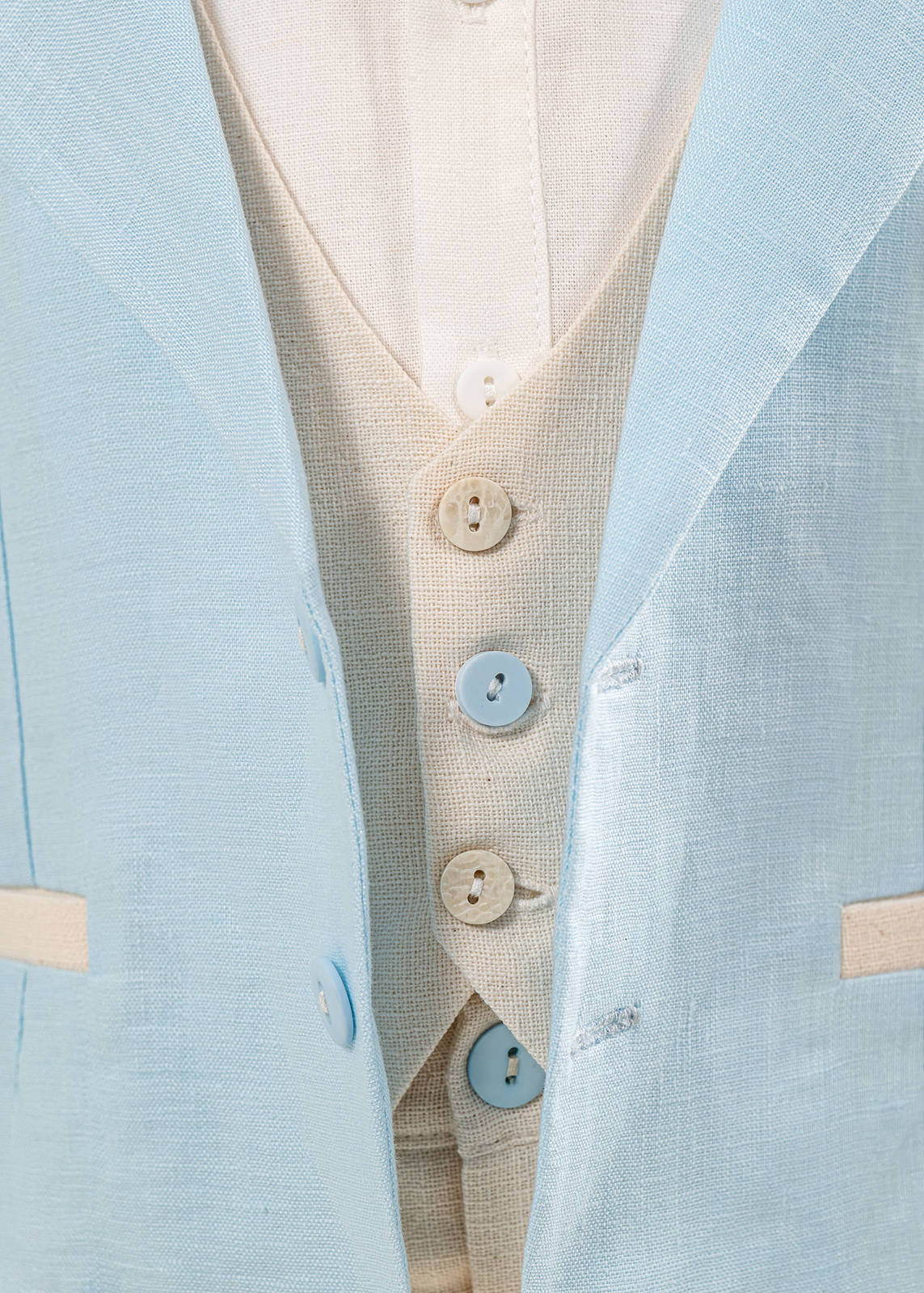 Costum Andrew din In Sacou Bleu Pantalon Bej AnneBebe