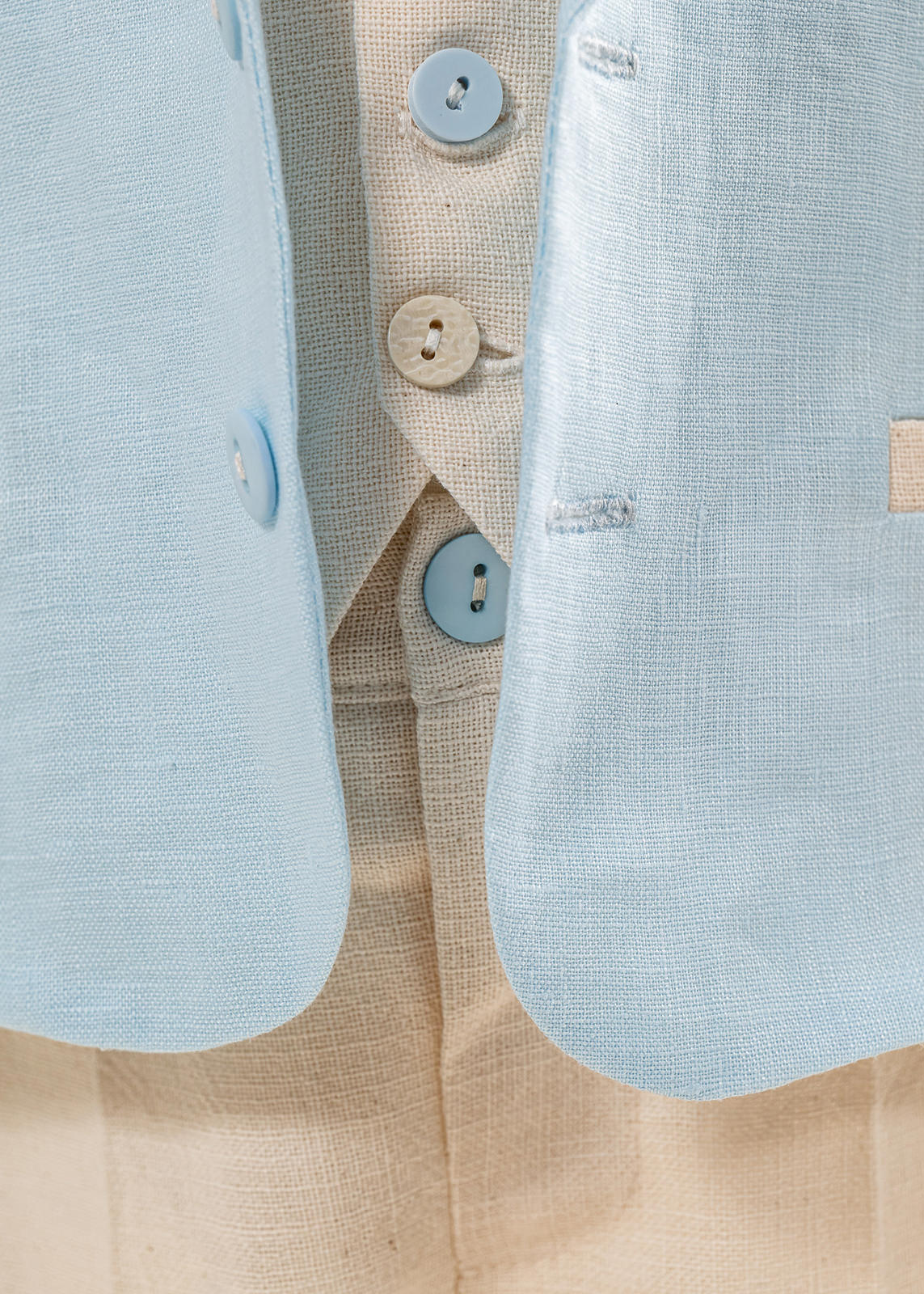 Costum Andrew din In Sacou Bleu Pantalon Bej AnneBebe