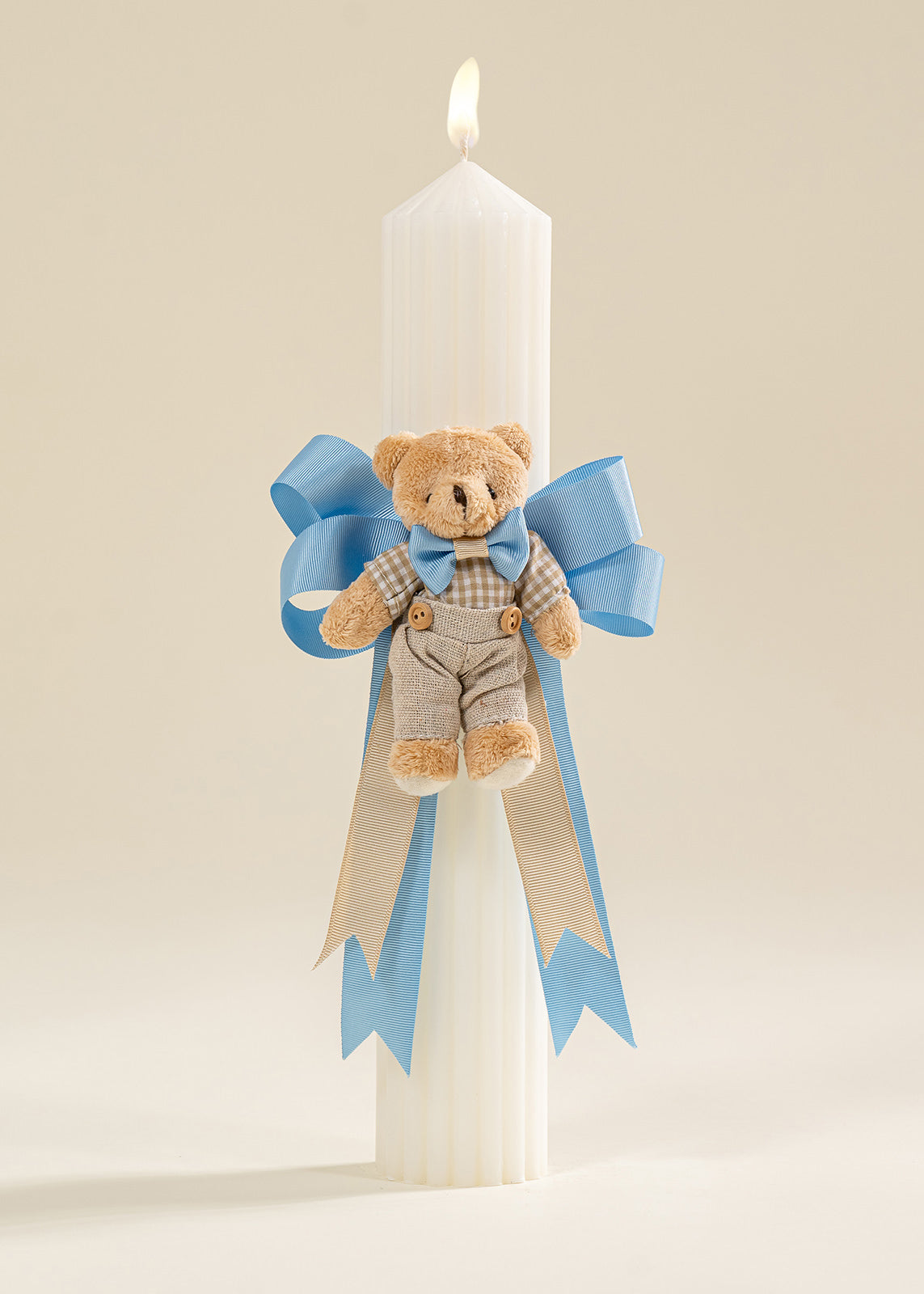 Lumanare Universala Funda Dubla Rips Bleu Urs Mic Bej AnneBebe