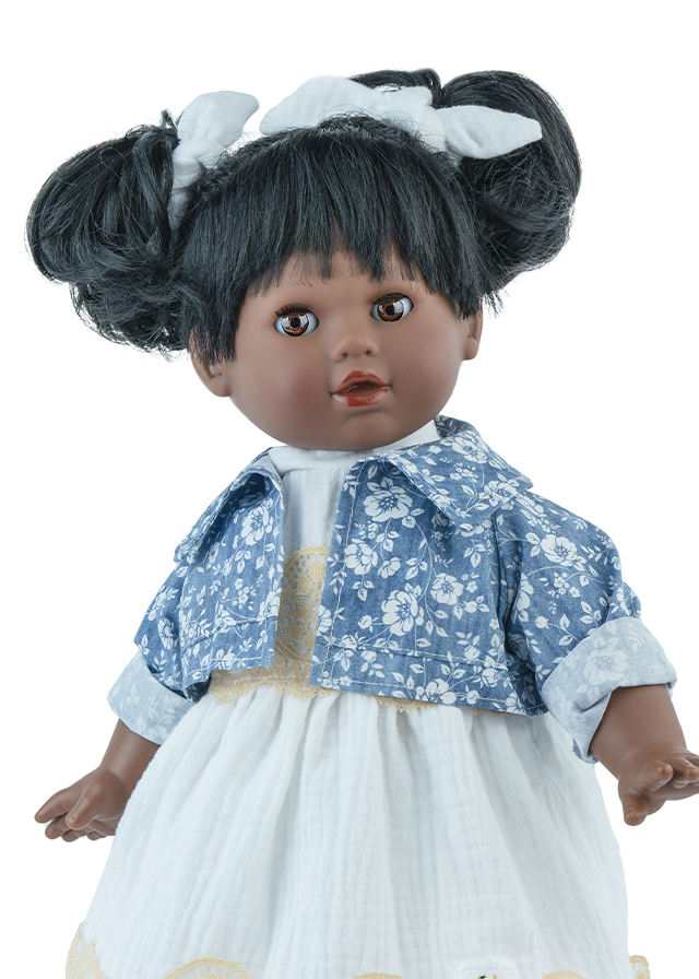 Tina Jeans Doll Black With White Dress And Denim Jacket 685 Marina &amp; Pau