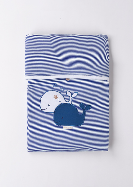 Blue And White Striped Blanket With Whales 3B301.00 Minibanda
