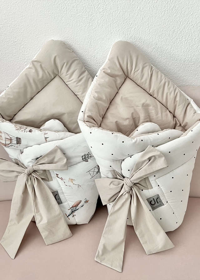 Baby Quilted Blanket 3 in 1 Cream With Picks Beige Antiallergic Cotton 70x70 cm – 1030-1002 Dada&amp;Rocco