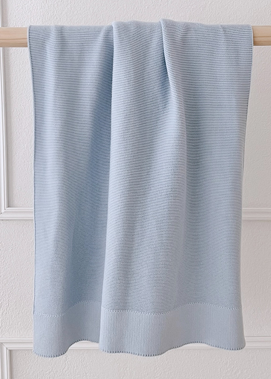 Cloud Blue Cotton Knitted Blanket 100x80 cm – 1022-3001 Dada&amp;Rocco