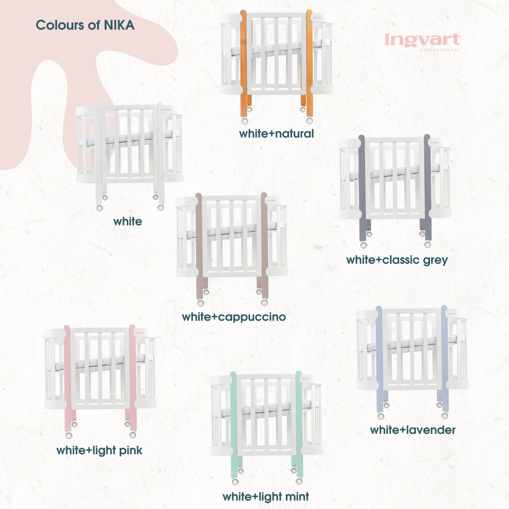 Nika Convertible Crib 5 in 1 White with Thick Bars 60x95/120cm Ingvart 