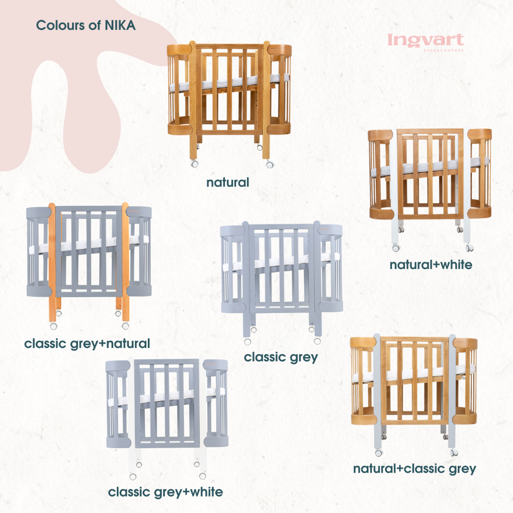 Nika Convertible Crib 5 in 1 White with Thick Bars 60x95/120cm Ingvart 
