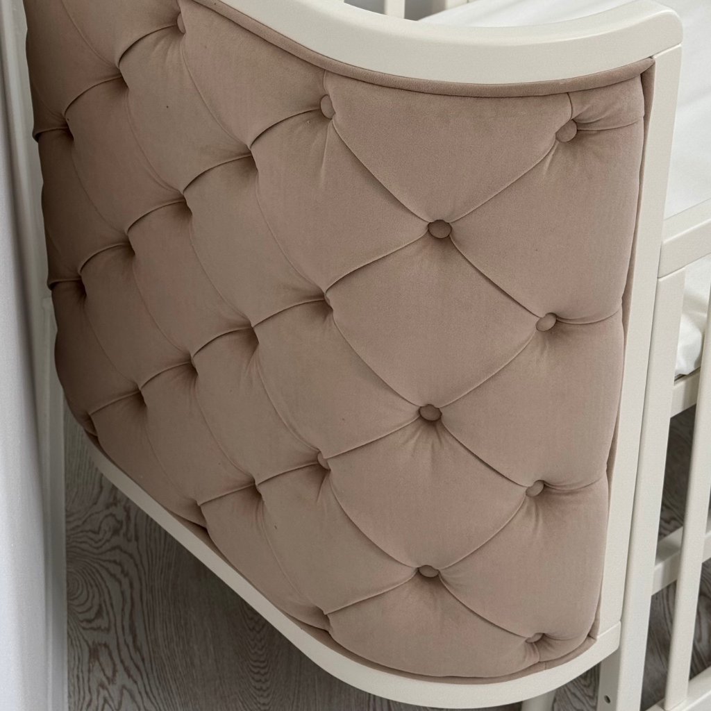 Patut Bebelus Capitonat Evolutiv Boho Chesterfield Milky Catifea Bej Ingvart