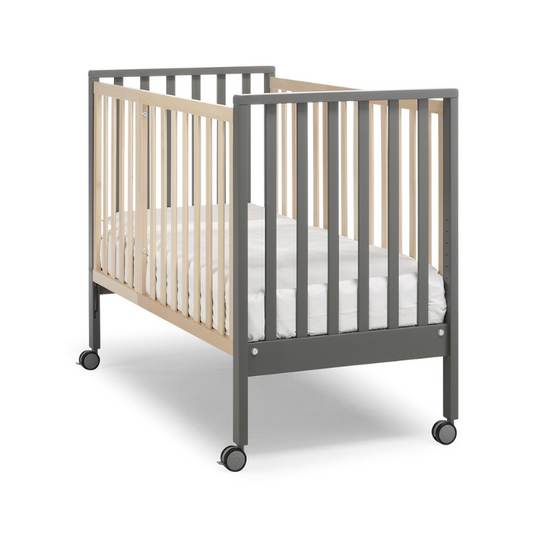 Patut Bebelusi Transformabil 6 in 1 Evolution 9 nivele Lemn Fag Titanium & Saltea & Set Textil Pat