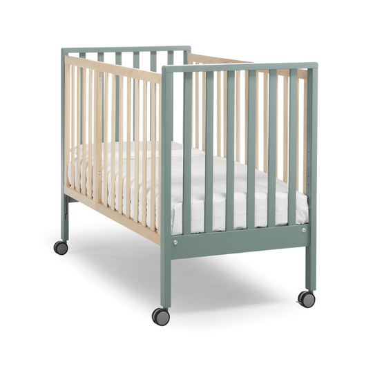 Patut Bebelusi Transformabil 6 in 1 Evolution 9 Nivele Saltea Lemn Fag Sage Verde & Saltea & Set Textil Pat