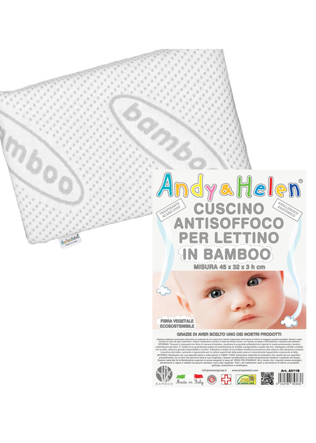 Perna Antisufocare Bambus Alba Pentru Patut 45x32x3 cm – A011B Andy&Helen