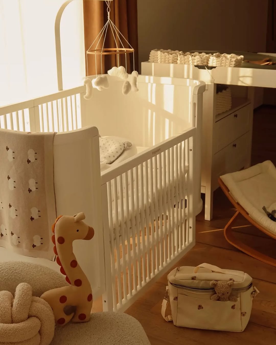 Patut Evolutiv Cosleeper Lemn Alb Boho Simplu Ingvart