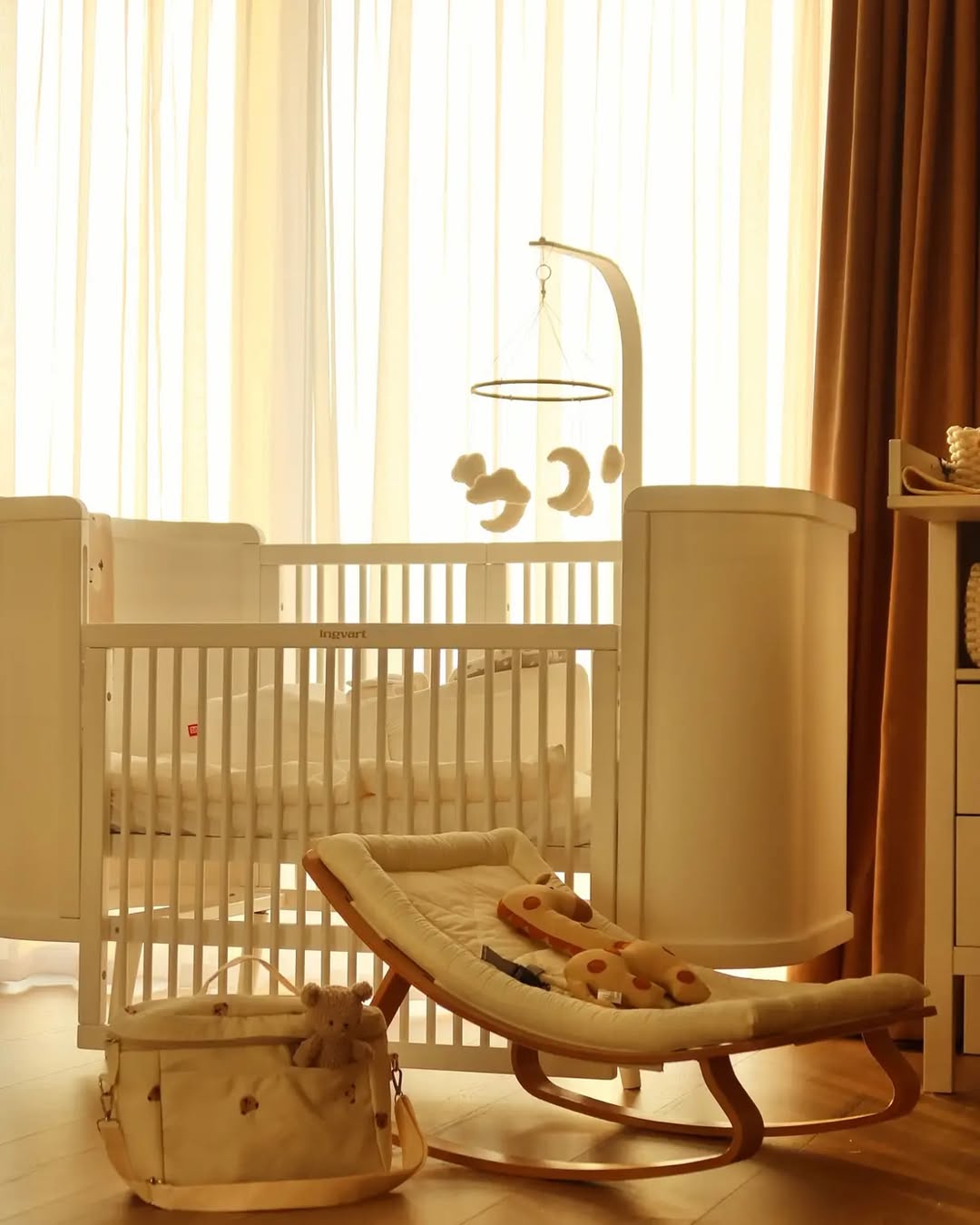 Patut Evolutiv Cosleeper Lemn Alb Boho Simplu Ingvart