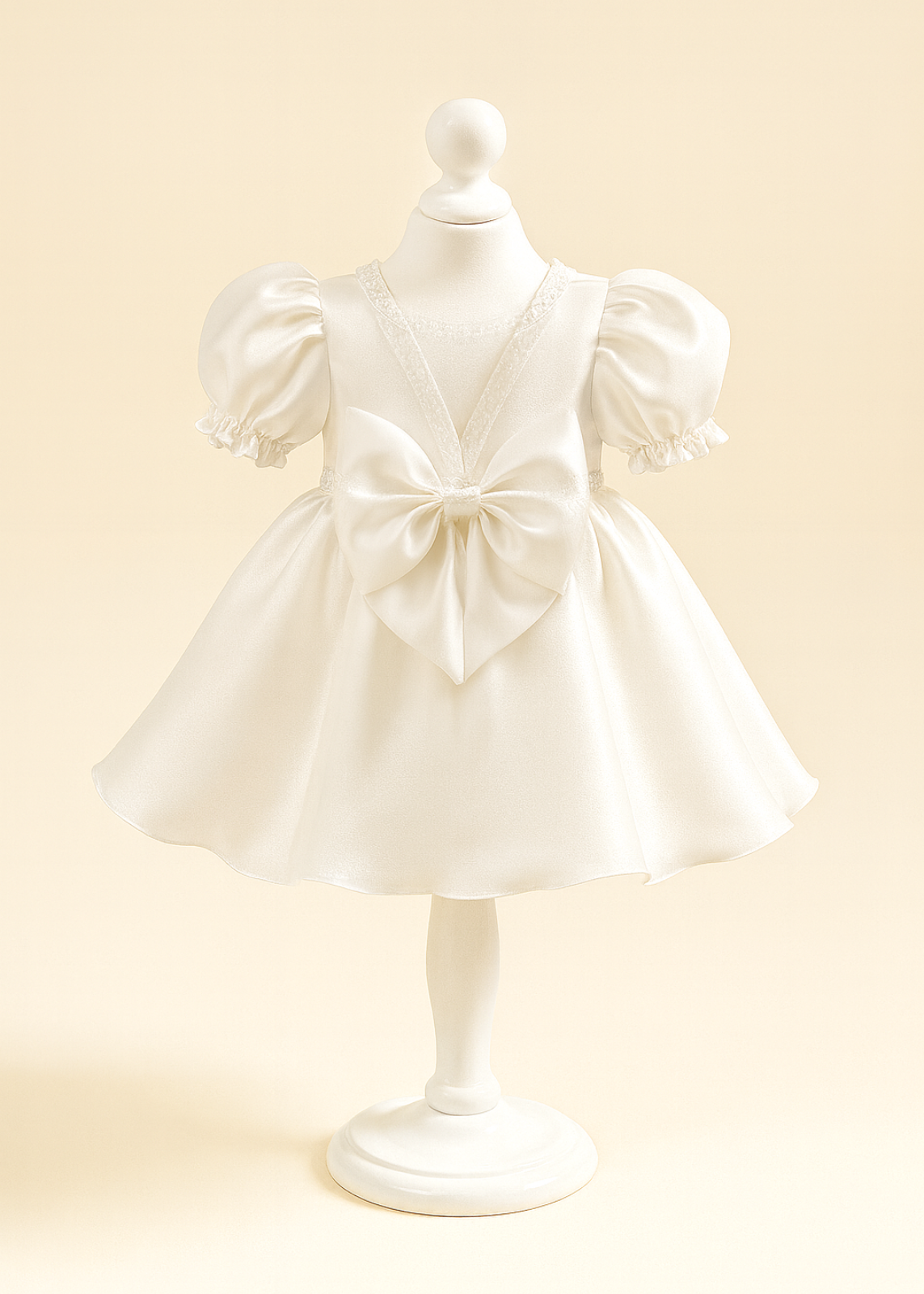 Rochita eleganta Saten Crem Maneca Bufanta AnneBebe